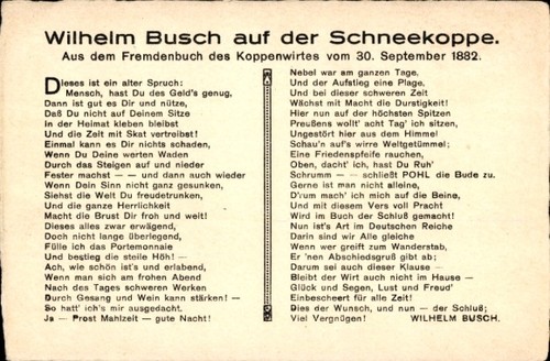 Wilhelm busch auf der - ak,