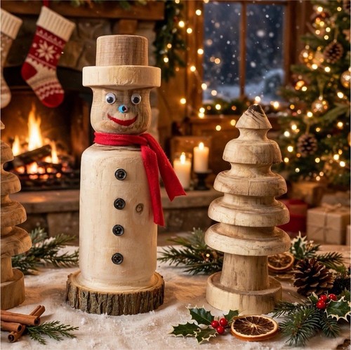 Holz schneemann figur - holz,